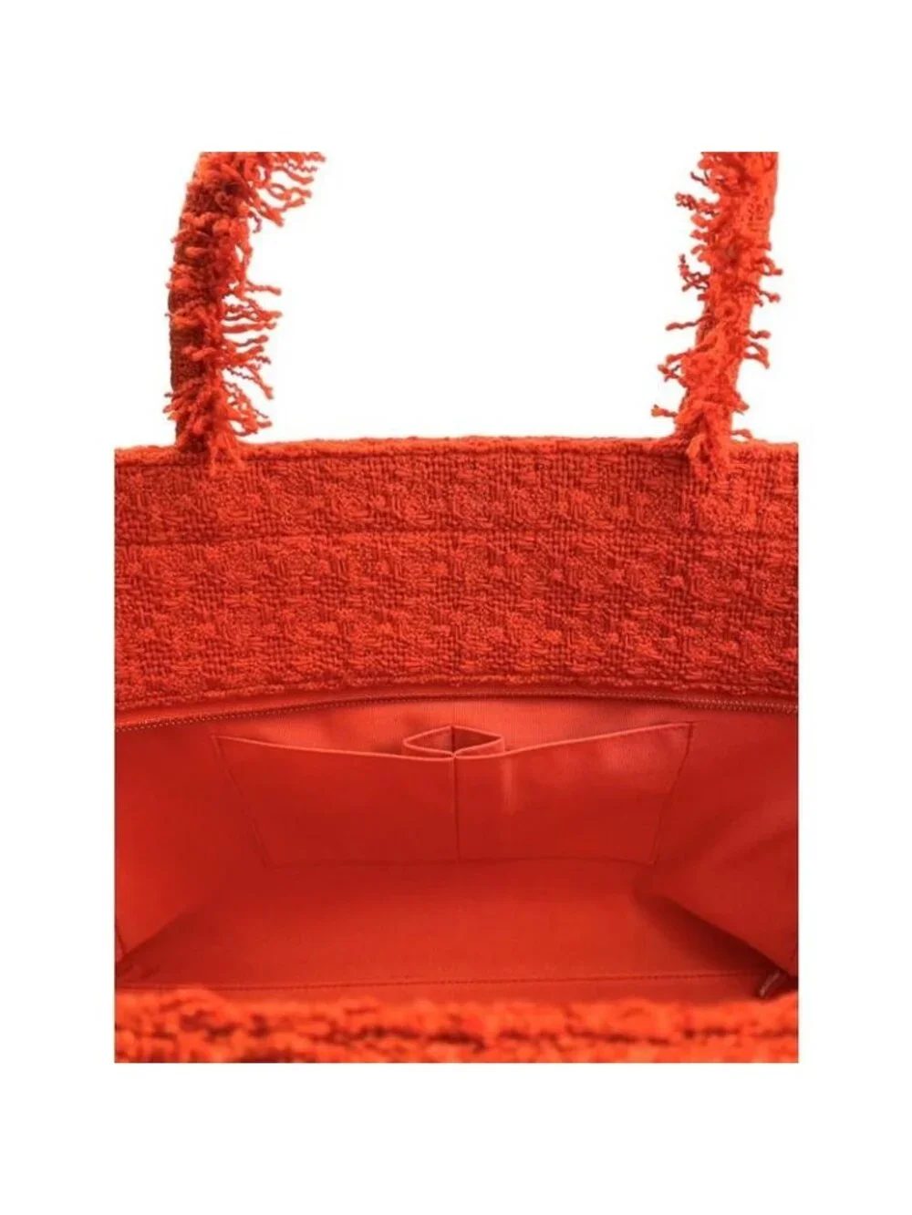 Chanel Tweed Tote Bag Zip Shopping Gold Hardware